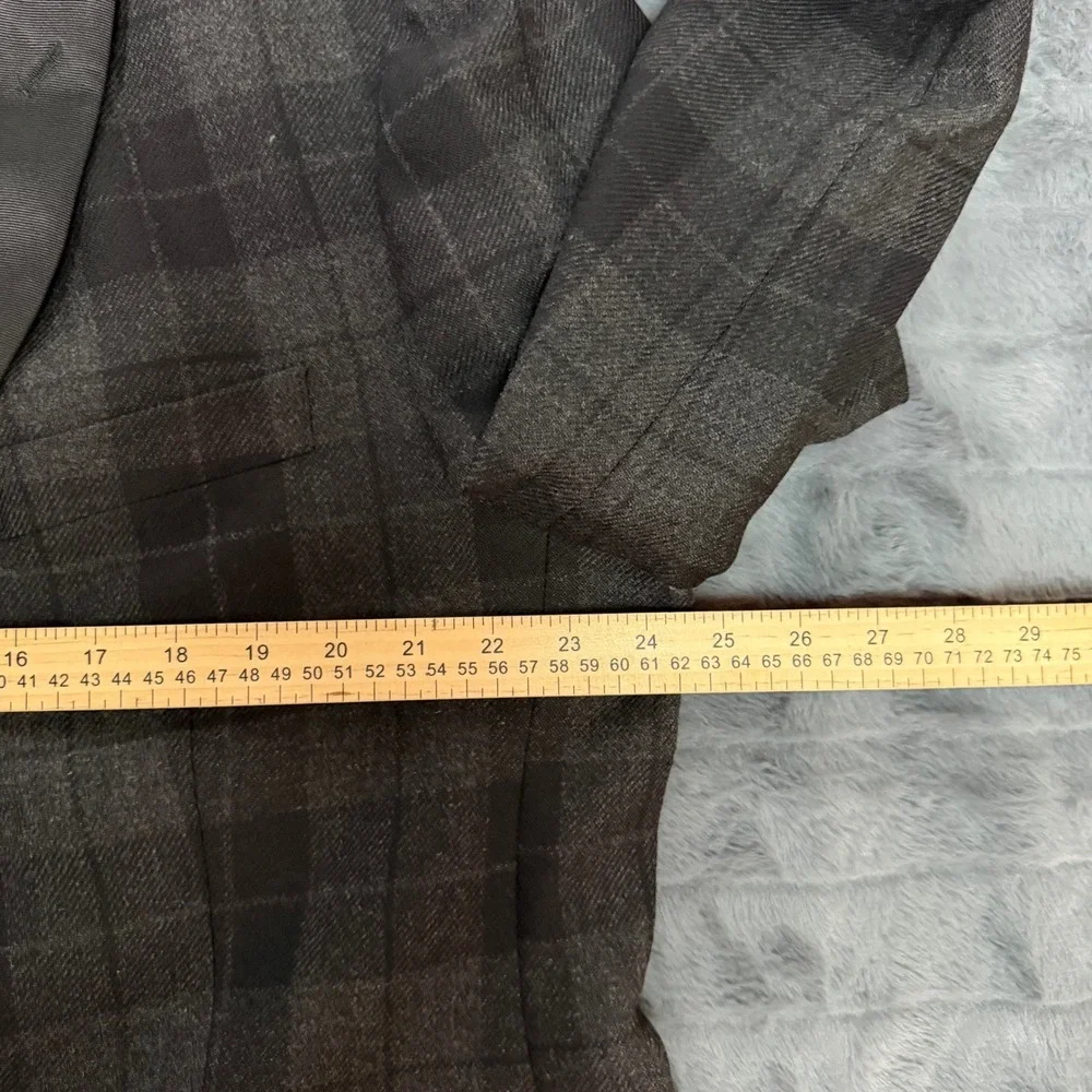 Lauren Ralph Lauren Mens 48R Wool Plaid Tuxedo Blazer Grey Satin Lapel Jacket